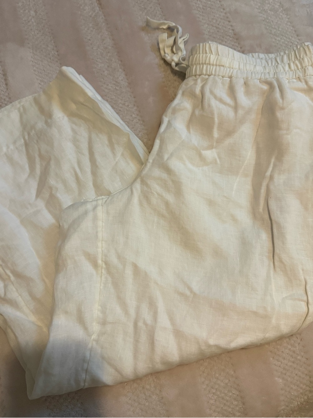 J. Crew Cream Elastic-Waist Ankle Crop Pants